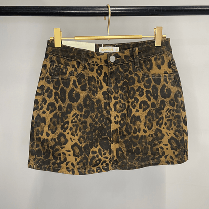 Minigonna leopardata con sottogonna a pantaloncino - Tadey